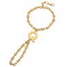 Bracelet bague Passa Mano Lettre Grain de café Acier Or  IM#23635