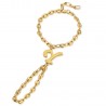 Bracelet bague Passa Mano Lettre Grain de café Acier Or  IM#23643