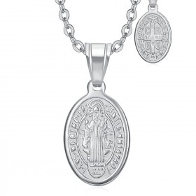 Pendentif Saint Benoît Femme Argent Acier inoxydable  IM#23662