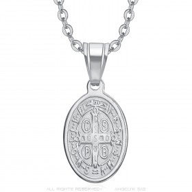 Pendentif Saint Benoît Femme Argent Acier inoxydable  IM#23665