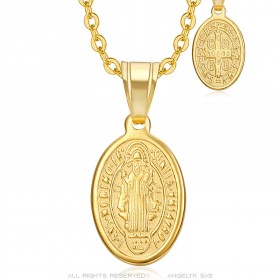 Ciondolo da donna in oro e acciaio inossidabile di San Benedetto IM#23670