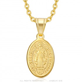 Petit Pendentif Collier Saint Benoît Protection Femme  IM#23671