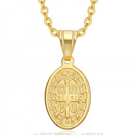 Saint Benedict Women's Gold Stainless Steel Pendant IM#23672