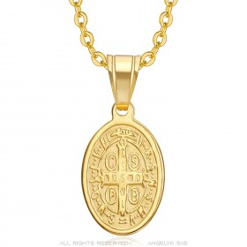 Petit Pendentif Collier Saint Benoît Protection Femme  IM#23672