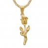 Pendentif Forme Rose Fleur Amour Acier Or  IM#23676