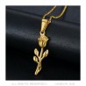 Pendentif Forme Rose Fleur Amour Acier Or  IM#23678