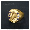 Ring Hufeisen Saphir blau Camargue Voyageur Stahl Gold IM#23716