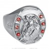 Ring Hufeisen Rubin rot Camargue Voyageur Stahl Silber IM#23721