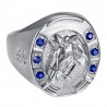 Bague fer à cheval Saphir bleu Camargue Voyageur Acier Argent   IM#23726