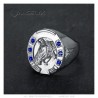 Ring Hufeisen Saphir blau Camargue Voyageur Stahl Silber IM#23728