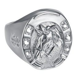 Horseshoe Ring Diamond Camargue Traveller Steel Silver IM#23740