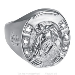 Horseshoe Ring Diamond Camargue Traveller Steel Silver IM#23741