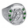 Bague fer à cheval Emeraude vert Camargue Voyageur Acier Argent   IM#23747