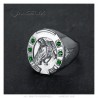 Anello a ferro di cavallo verde smeraldo Camargue Traveller acciaio argento IM#23749