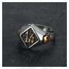 Bague 1% biker petite chevalière homme Crâne Acier Or   IM#23756