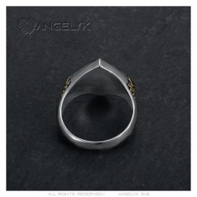 1% anillo de motorista pequeño anillo de acero de la calavera de oro   IM#23757