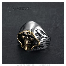 Reaper Ring Biker Skull Head Stainless Steel Gold Silver IM#23769