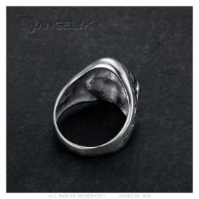 Bague Chevalière Squelette Faucheuse Cape Acier Or   IM#23770