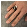 Bague Chevalière Squelette Faucheuse Cape Acier Or   IM#23771