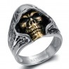 Bague faucheuse Biker Skull Tête Acier inoxydable Argent Or   IM#23774