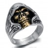 Bague faucheuse Biker Skull Tête Acier inoxydable Argent Or   IM#23775