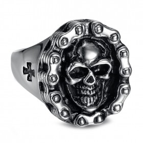 Men's Biker Ring Motorcycle Chain Skull Templar Stainless Steel IM#23795