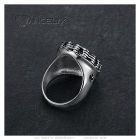 Bague biker Homme Chaîne de Moto Skull Templier Acier inoxydable   IM#23798