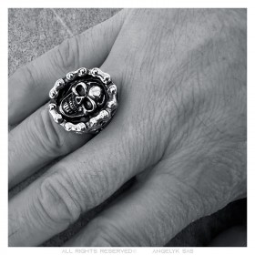 Bague biker Homme Chaîne de Moto Skull Templier Acier inoxydable   IM#23799