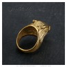 Ring Siegelring Wolf den Kopf Stahl Gold Ende Mann   IM#23805