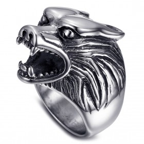 Signet Ring Wolf's Head Stainless Steel   IM#23809
