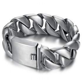Breites Armband mit grobmaschigem Armband aus mattem Stahl IM#23810