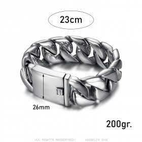 Large Bracelet Gourmette Grosses Mailles Acier  IM#23819