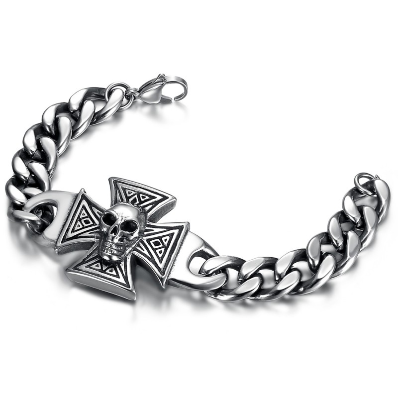 Pulsera de freno para hombre Cráneo Templario IM#23824