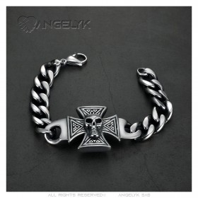 Men's Curb Bracelet Skull Templar IM#23826