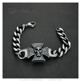 Pulsera de freno para hombre Cráneo Templario IM#23826