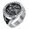 Bague Saint Christophe Patron des voyageurs Argent et Noir   IM#23835