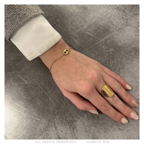 Bracciale anello Passa Mano chicco di caffè Acciaio Oro  IM#23844