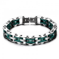 Bracelet Chaine de Moto Acier Silicone Vert  IM#23852