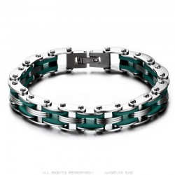 Bracelet Chaine de Moto Acier Silicone Vert  IM#23853