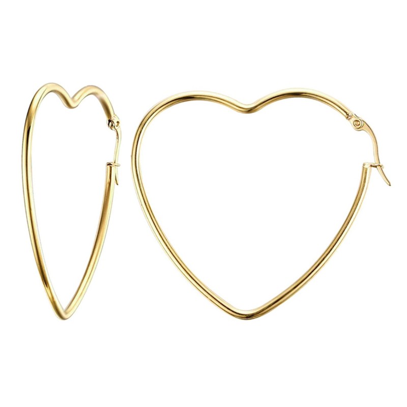 Boucles d'oreilles fille en or coeur avec strass