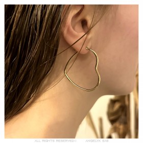 Women's Gold Heart Creole Earrings IM#23859