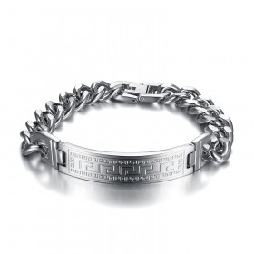 Silber Armband Herren Armband Griechischer Schlüssel Edelstahl IM#23872