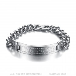 Gourmette Argent Homme Bracelet clé grecque Acier Inoxydable  IM#23873