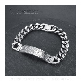 Bracciale da uomo in argento con chiave greca in acciaio inossidabile IM#23874