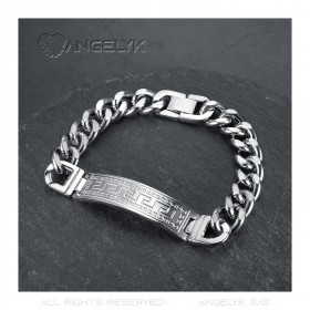 Silber Armband Herren Armband Griechischer Schlüssel Edelstahl IM#23874