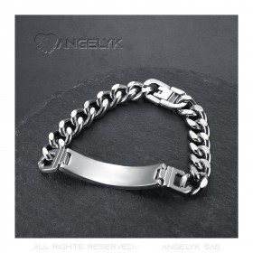 Pulsera de freno de plata para hombre Greek Key Acero inoxidable IM#23875