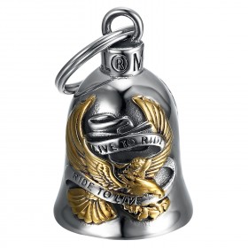 Motorcycle Bell Mocy Bell Eagle Live to Ride Stainless Steel Silver Gold IM#23884