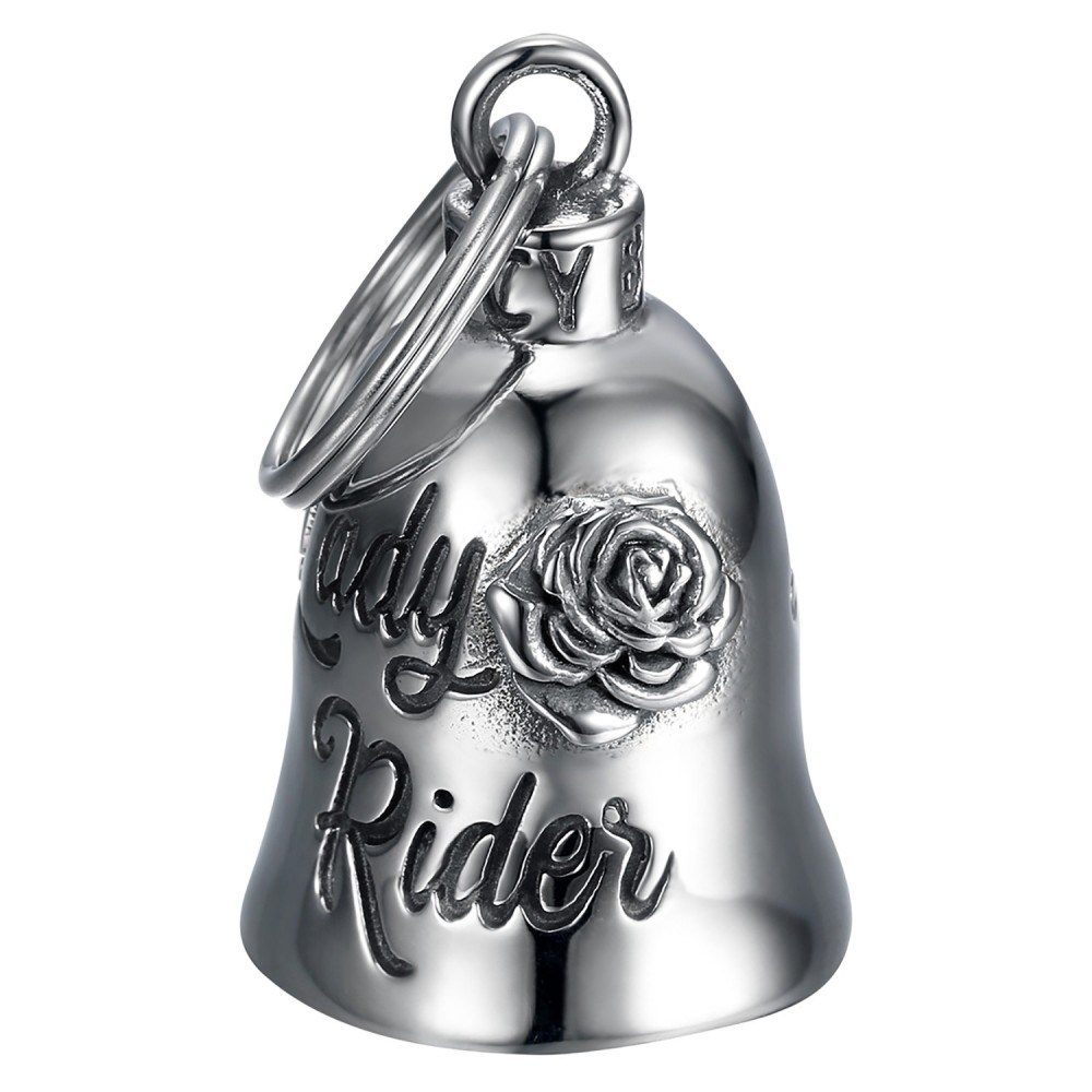 Clochette moto Mocy Bell Lady Rider Acier inoxydable Argent