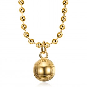 Pendant pétanque ball and chain Stainless steel Gold IM#23908