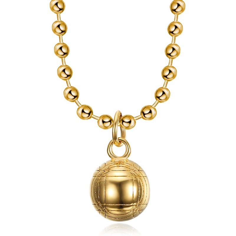 Pendant pétanque ball and chain Stainless steel Gold IM#23908